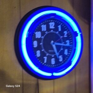 Source Unknown Blue Neon Wall Clock